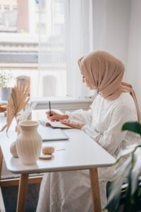 Lady studying her course in the Middle East
