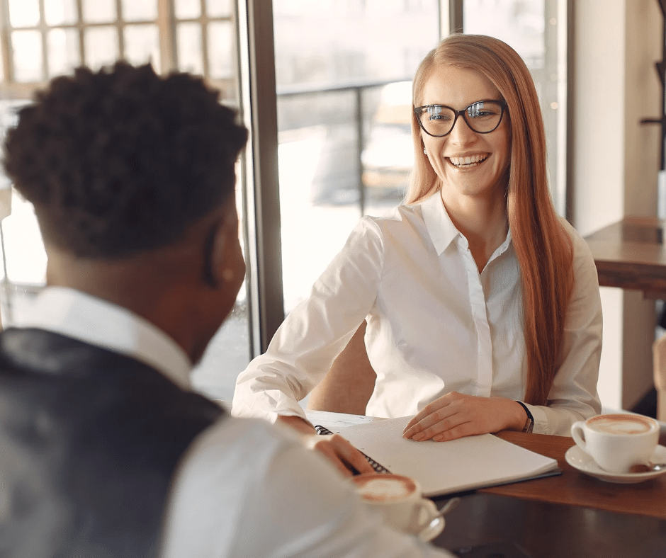 Two people having a conversation for communicating boundaries effectively