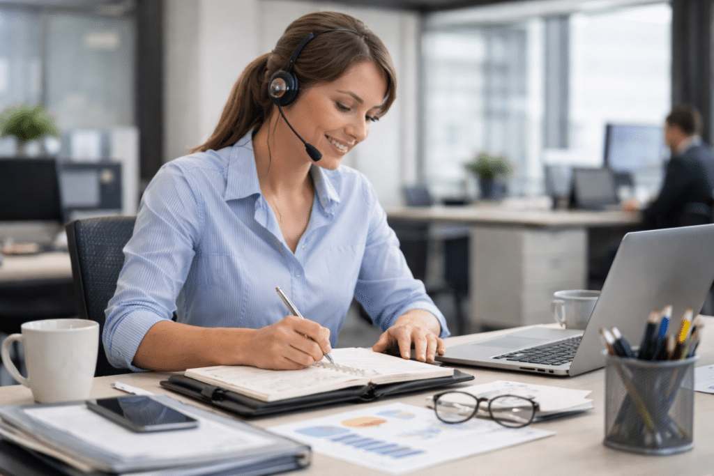 Personal assistant managing diary and admin tasks in UK office.