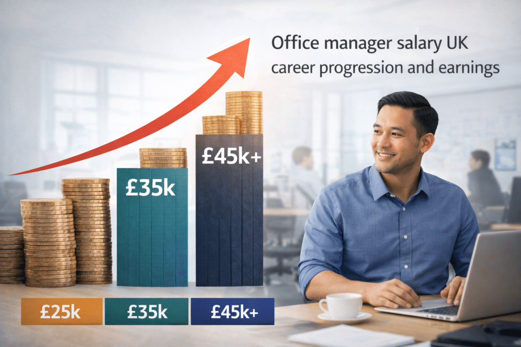 Office manager salary UK career progression and earnings.